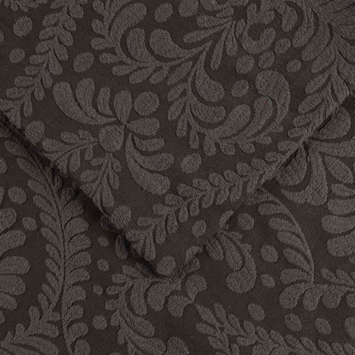 Aspen Cotton Blend Jacquard Floral Scalloped Edge Bedspread Set - Charcoal