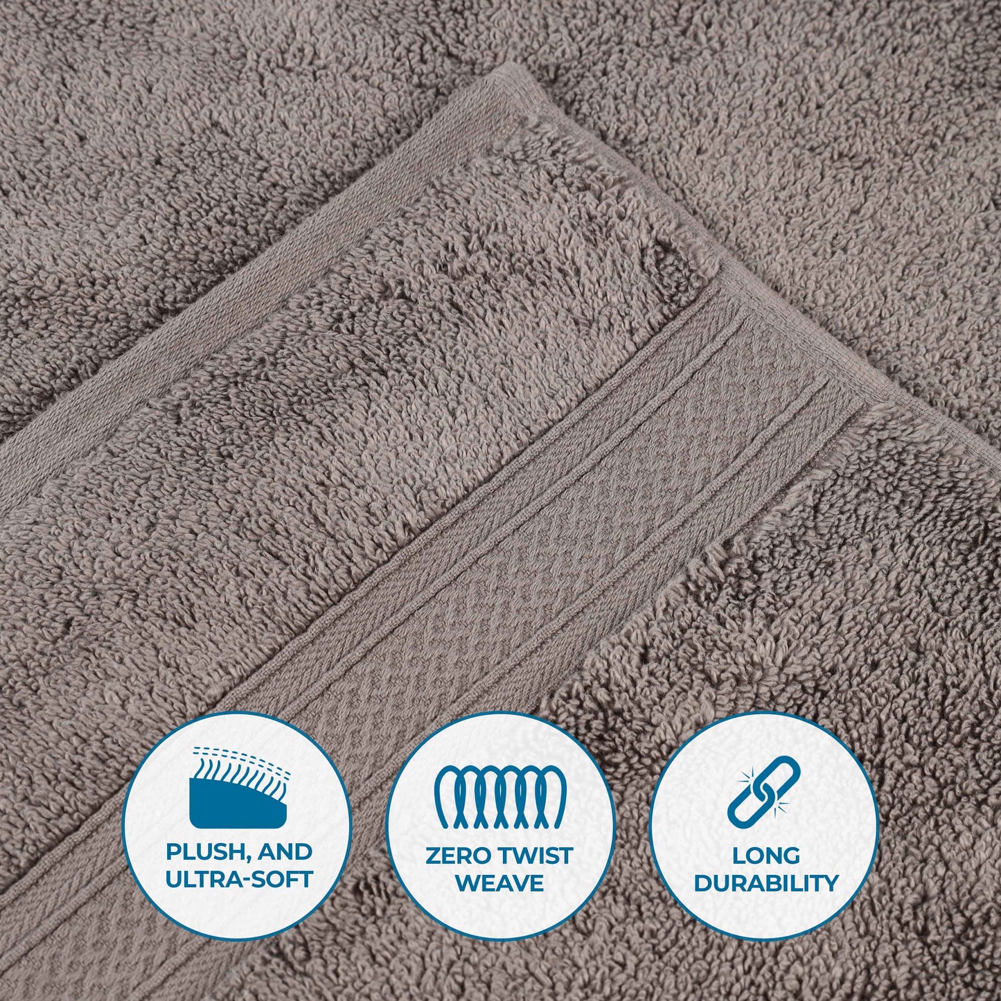 Chevron Zero Twist Solid and Jacquard Soft Cotton 6 Piece Towel Set - Charcoal