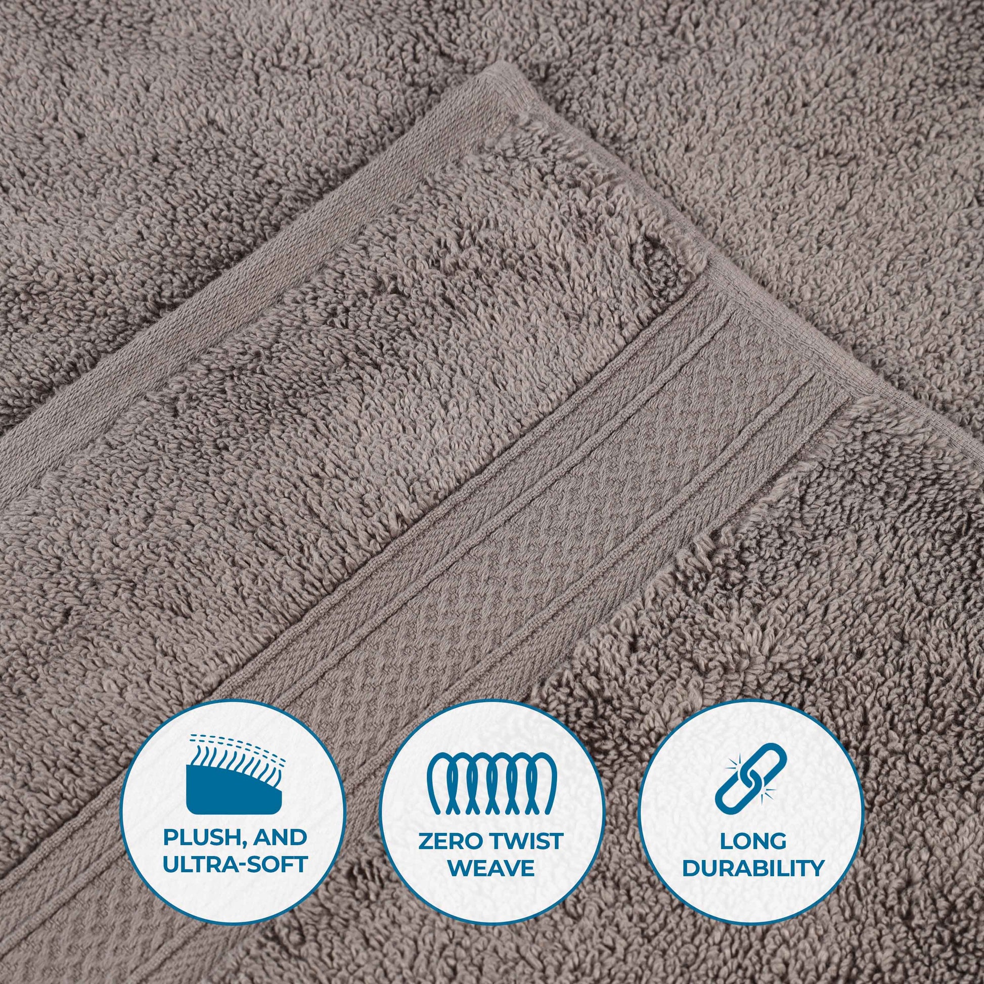 Chevron Zero Twist Solid and Jacquard Soft Cotton 6 Piece Towel Set - Charcoal