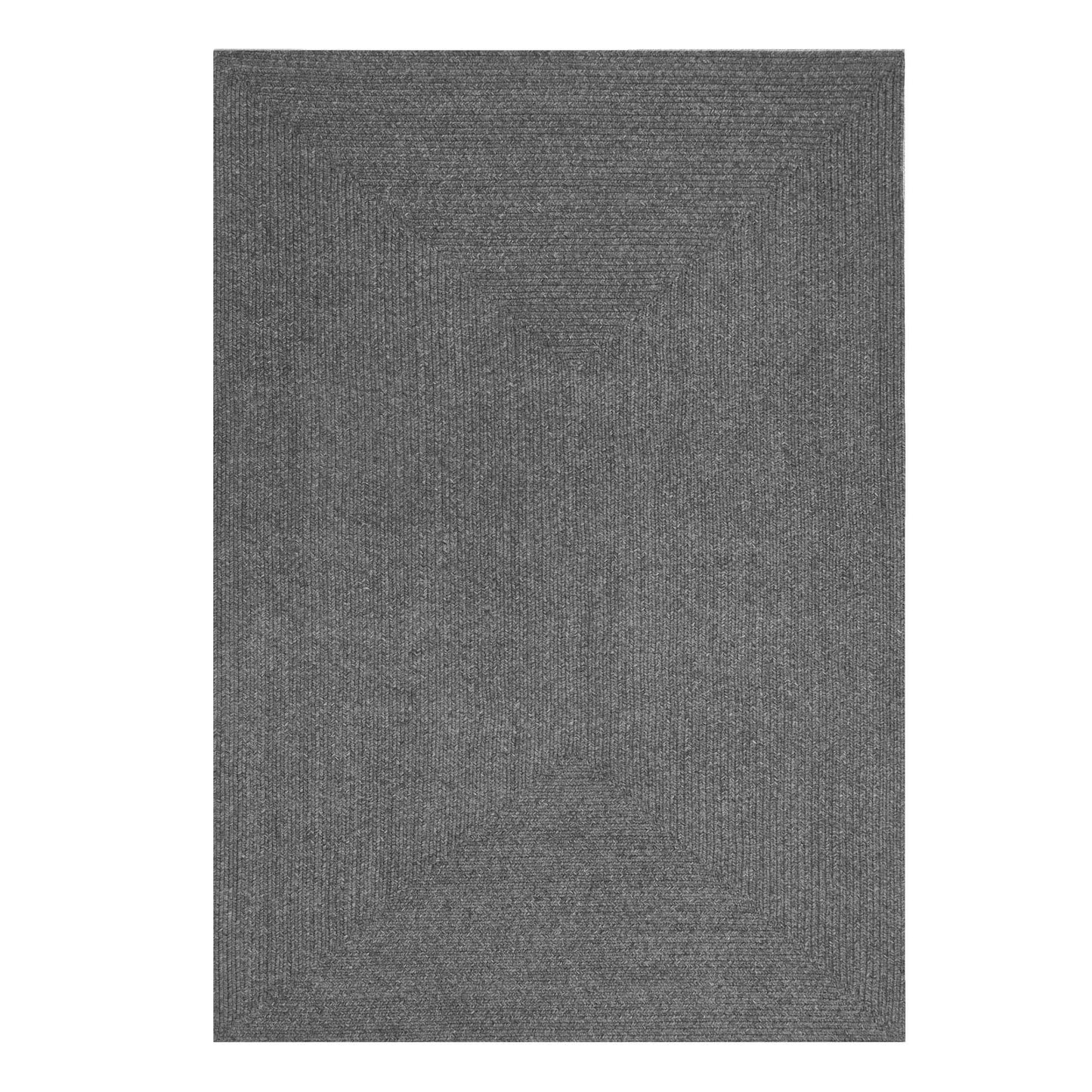 Bohemian Indoor Outdoor Rugs Solid Rectangle Braided Area Rug - Charcoal