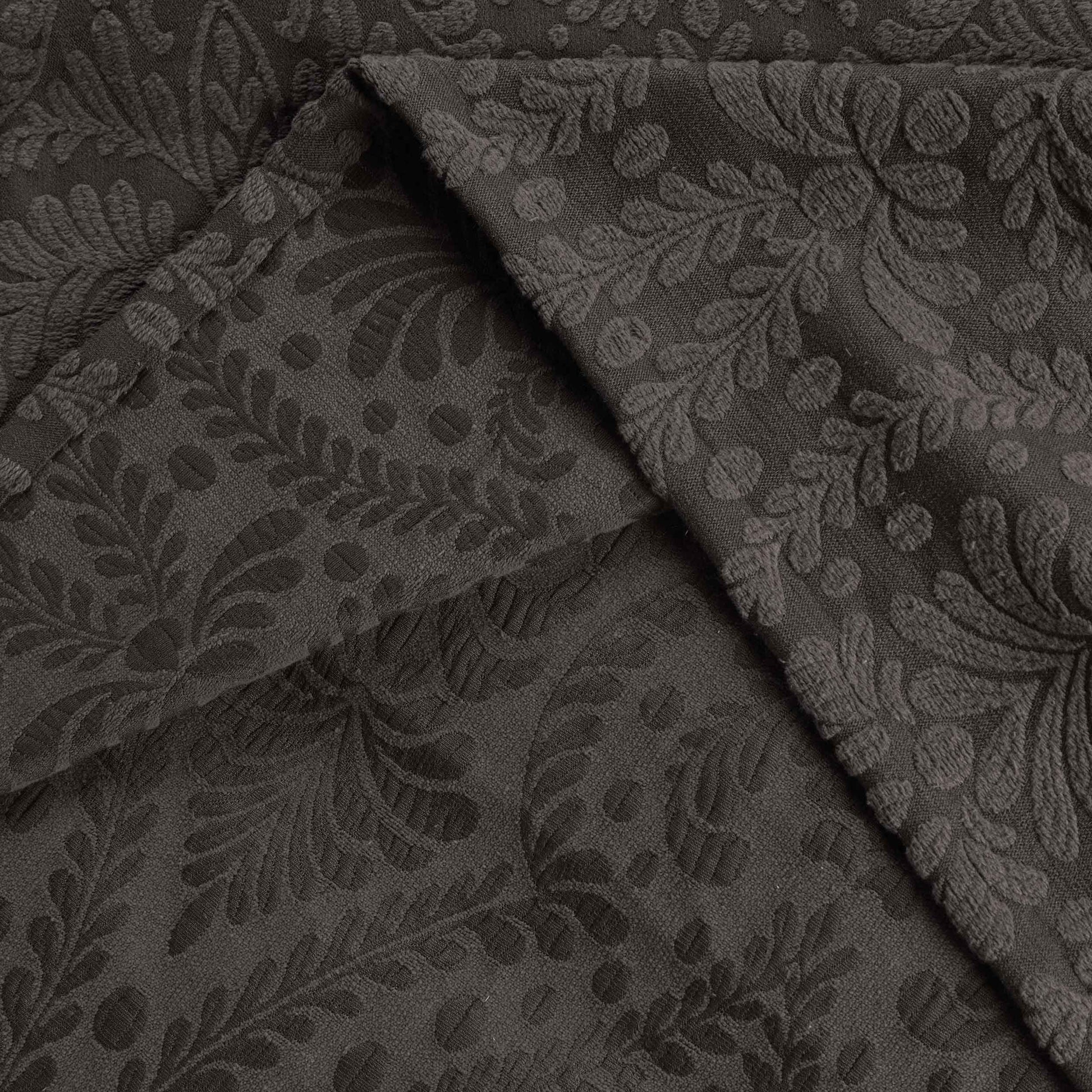 Aspen Cotton Blend Jacquard Floral Scalloped Edge Bedspread Set - Charcoal