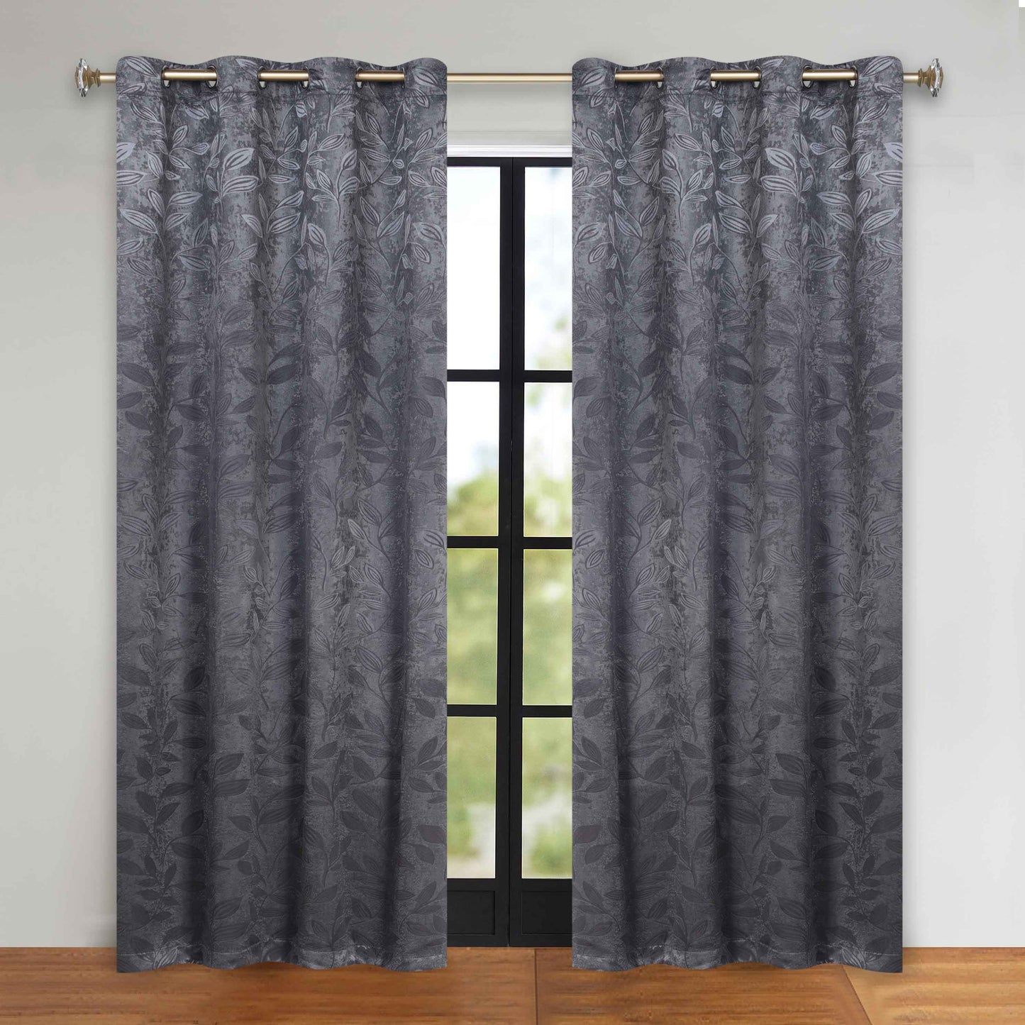 Leaves Room Darkening Grommet Blackout Curtain Panels, Set of 2