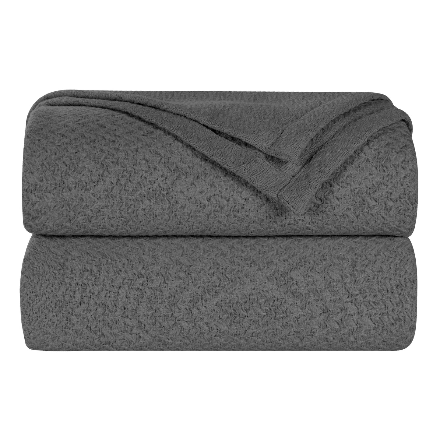 Nobel Cotton Textured Jacquard Chevron Lightweight Woven Blanket - Charcoal