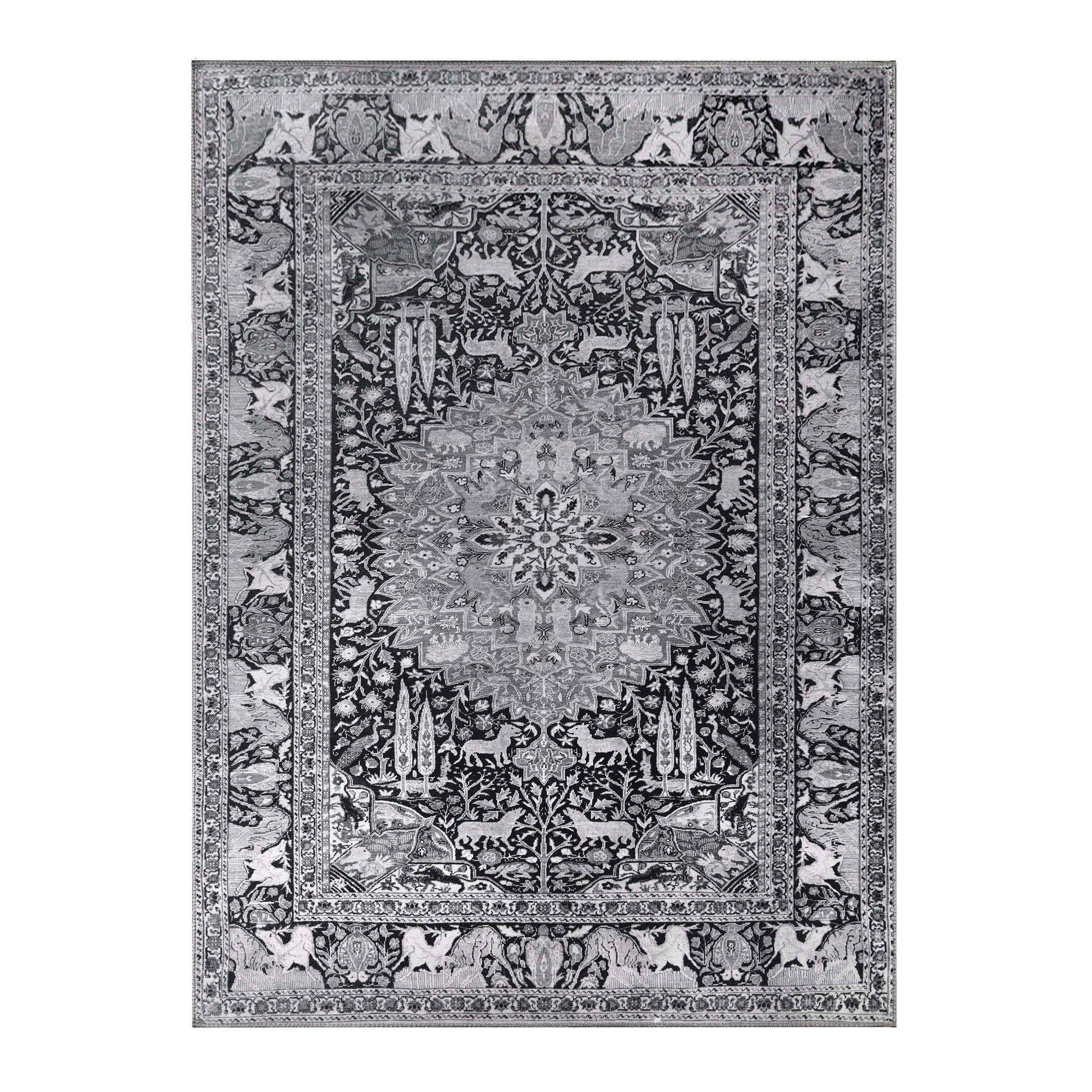 Copley Bohemian Oriental Medallion Wildlife Indoor Area Rug - Charcoal