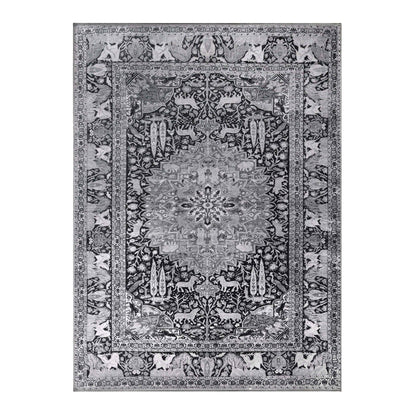 Copley Bohemian Oriental Medallion Wildlife Indoor Area Rug - Charcoal
