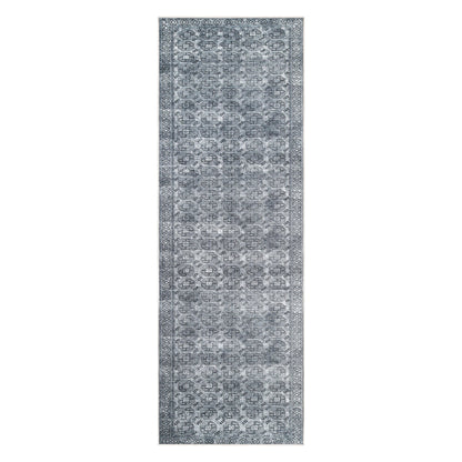 Vintage Oriental Geometric Power-Loomed Indoor Area Rug - Charcoal