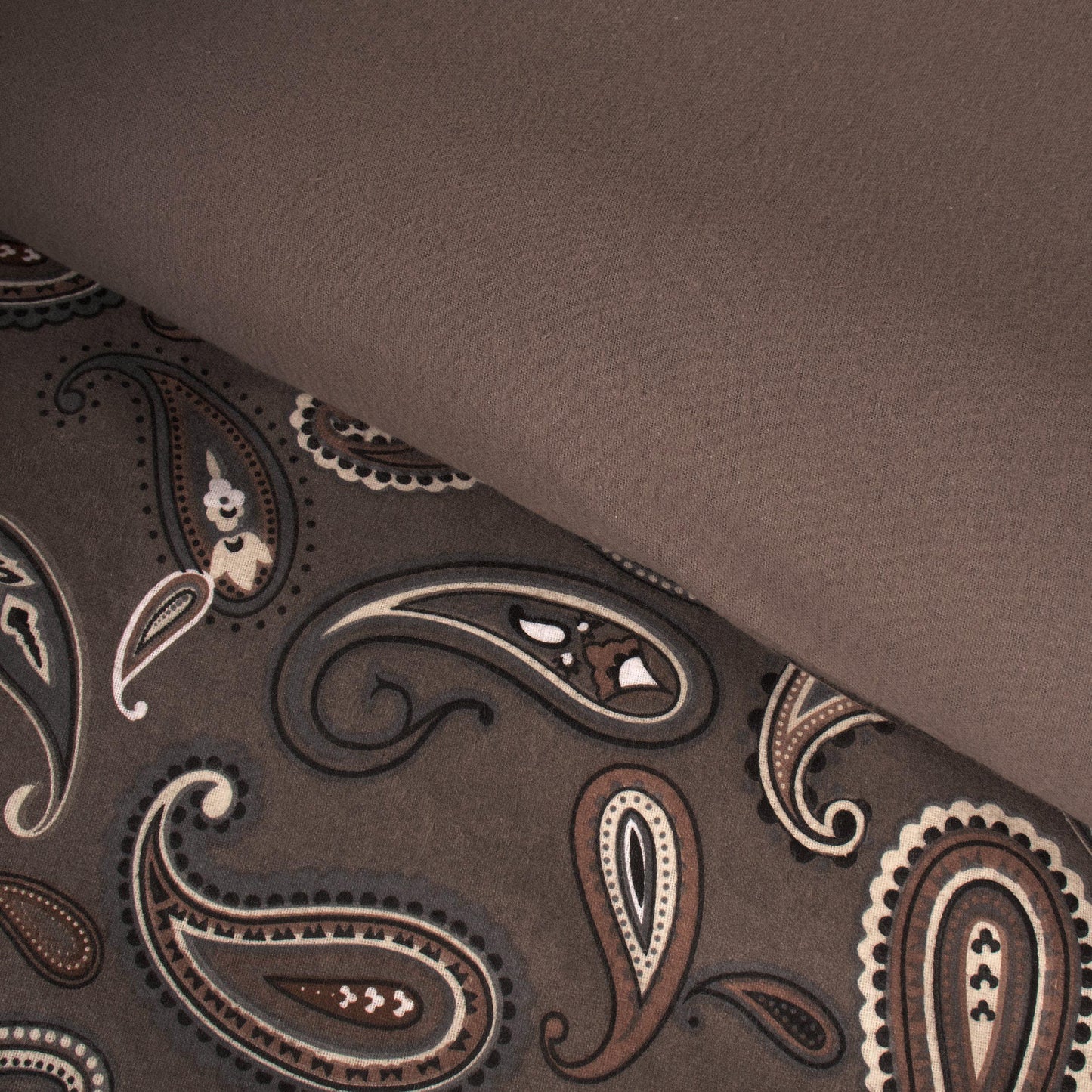 Superior Flannel Cotton Paisley Luxury Duvet Cover Set - Charcoal