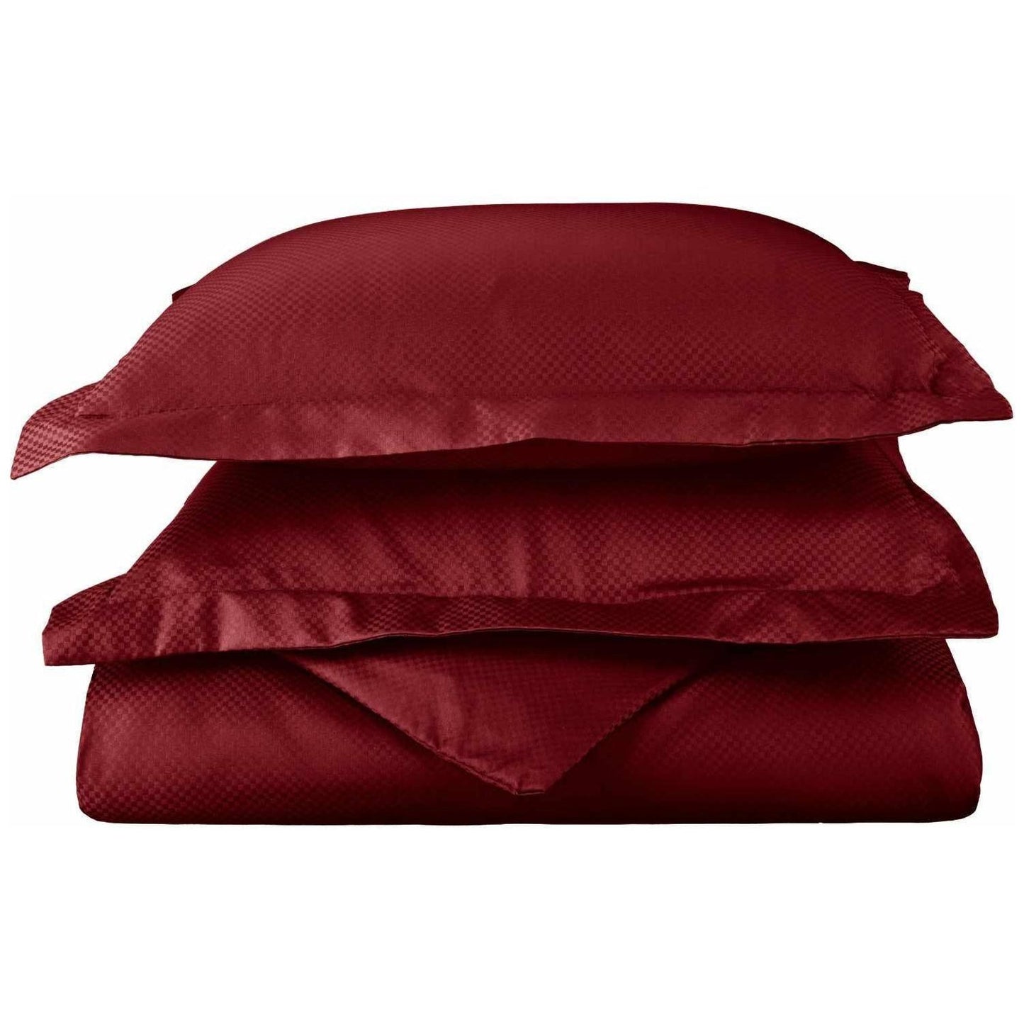 Superior Checkered Cotton Blend Duvet Cover Set - Burgundy