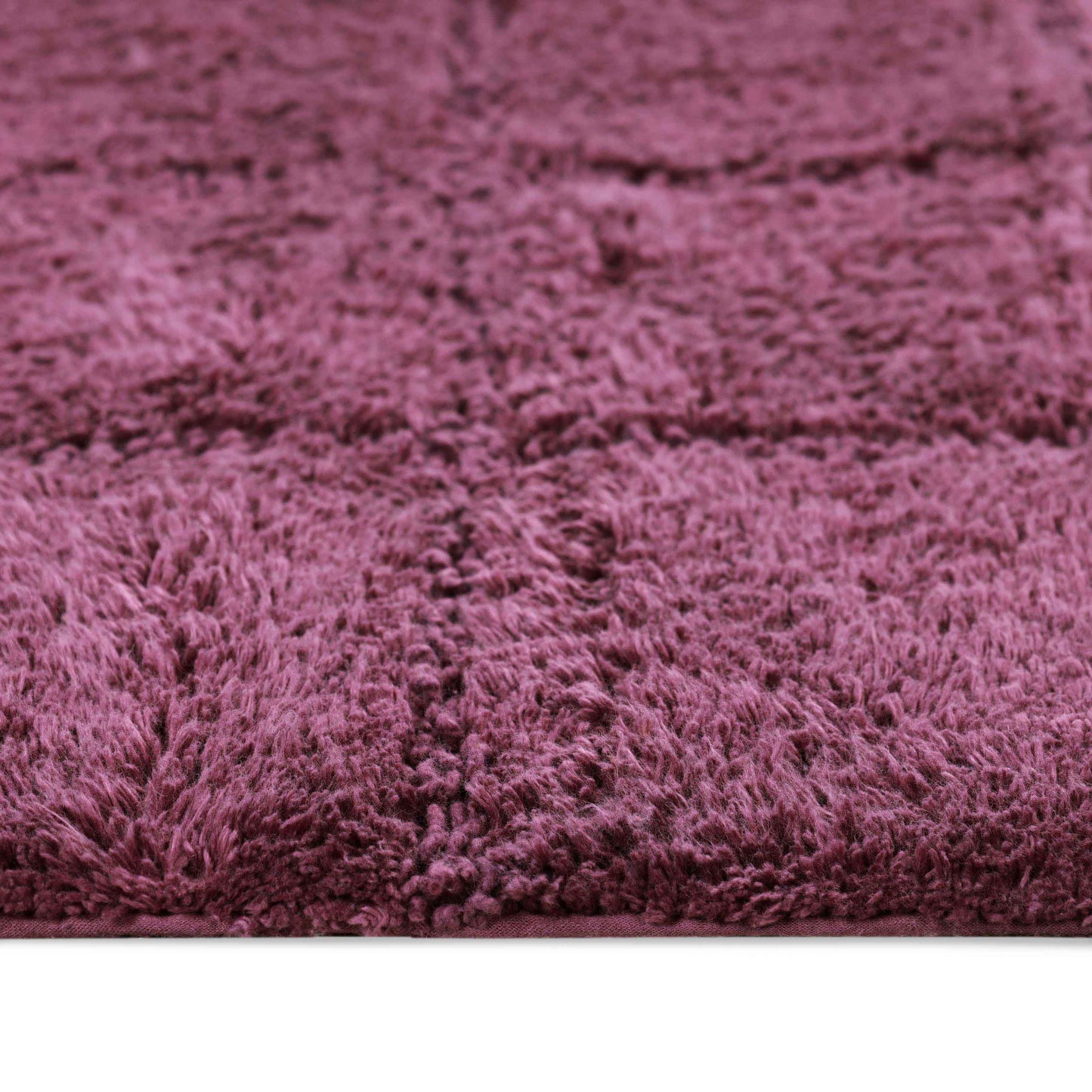 2 Piece Cotton Checkered Solid Non Slip Bath Rug Set - Plum