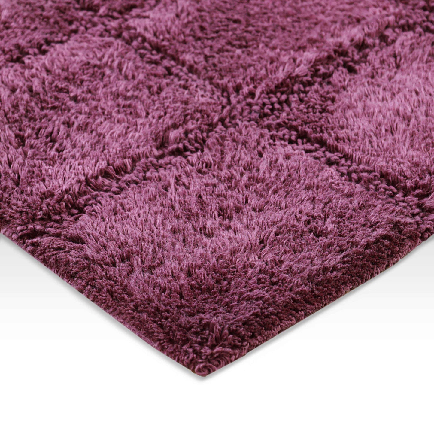 2 Piece Cotton Checkered Solid Non Slip Bath Rug Set - Plum