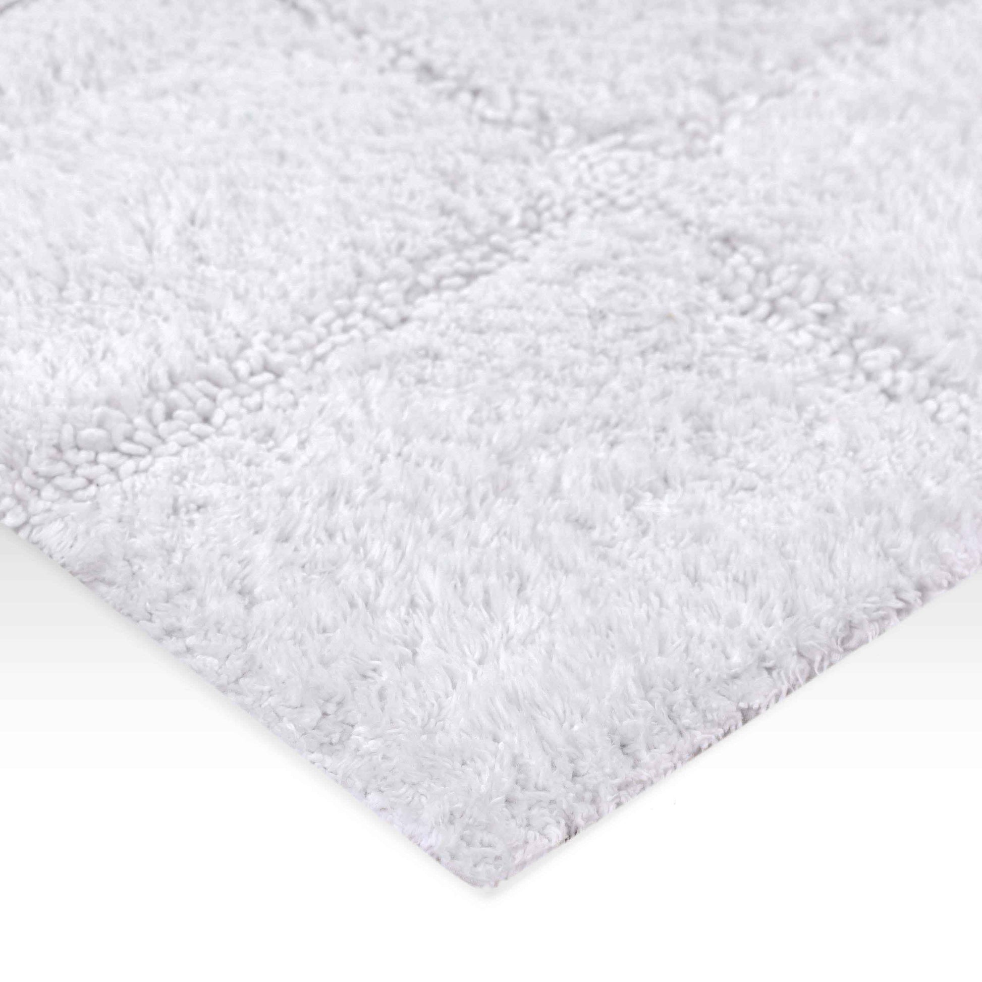 2 Piece Cotton Checkered Solid Non Slip Bath Rug Set - White