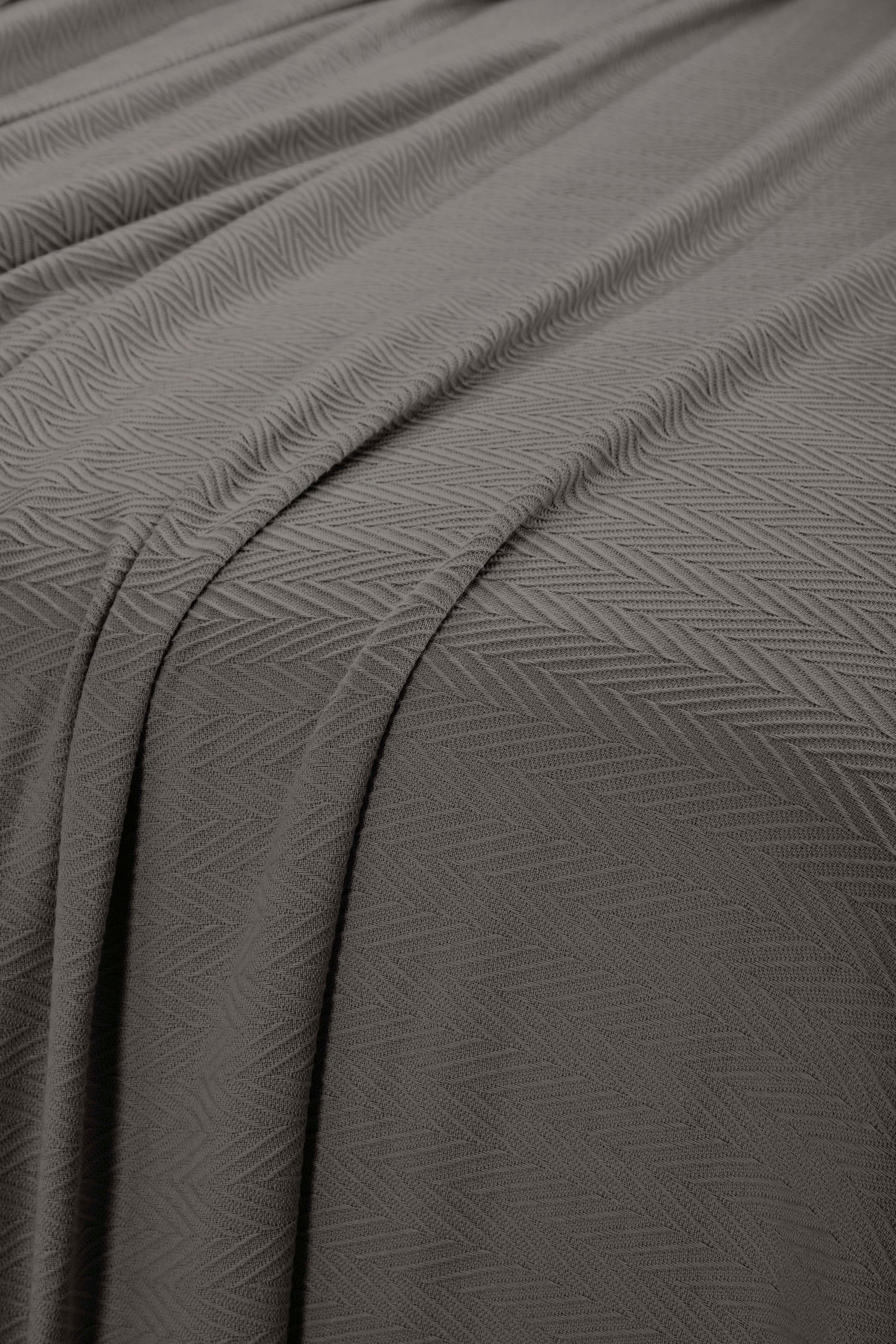 Chevron All-Season Cotton Blanket - Charcoal