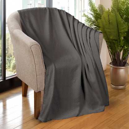 Chevron All-Season Cotton Blanket - Charcoal