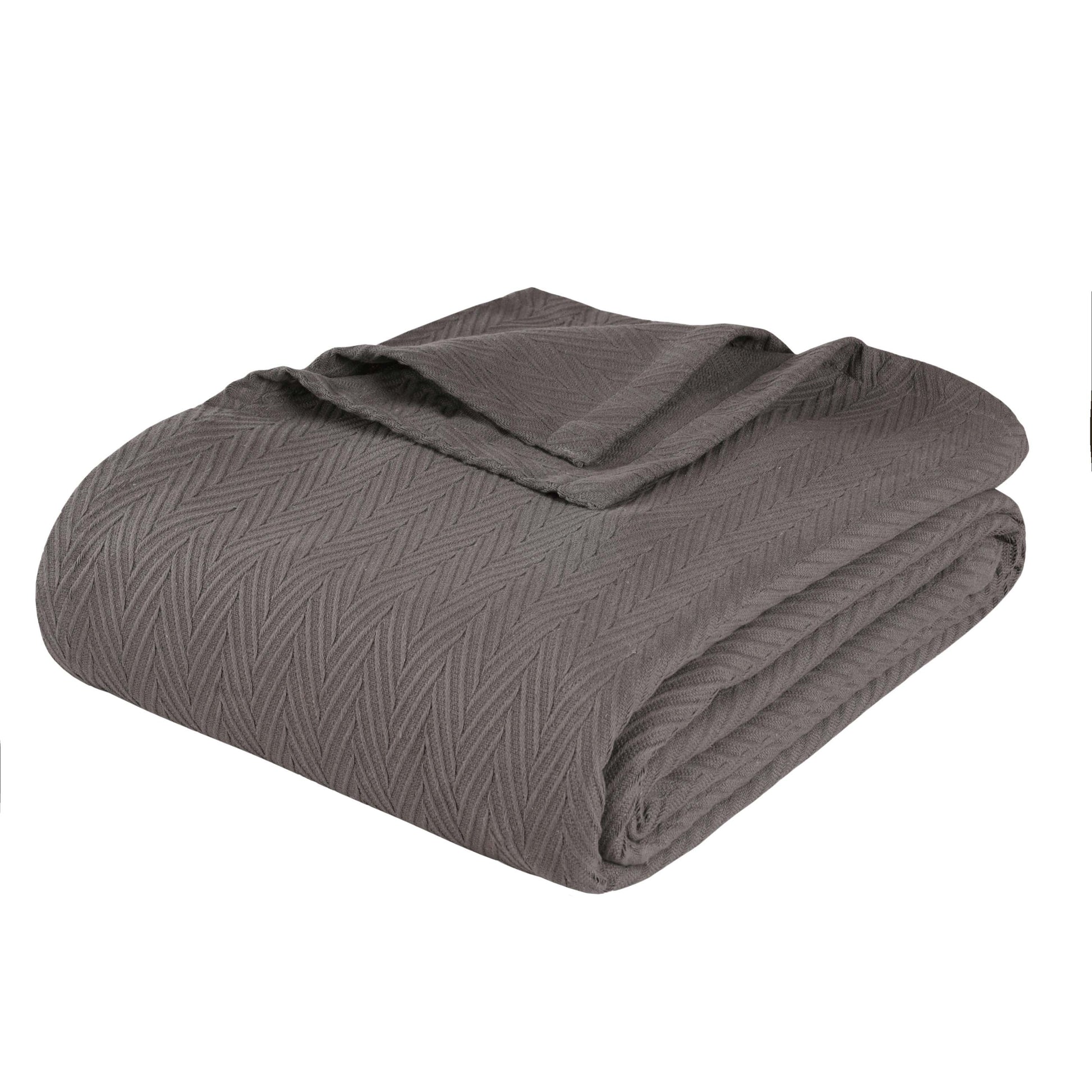 Chevron All-Season Cotton Blanket - Charcoal