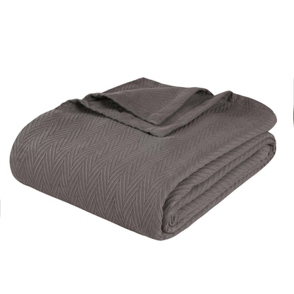 Chevron All-Season Cotton Blanket - Charcoal