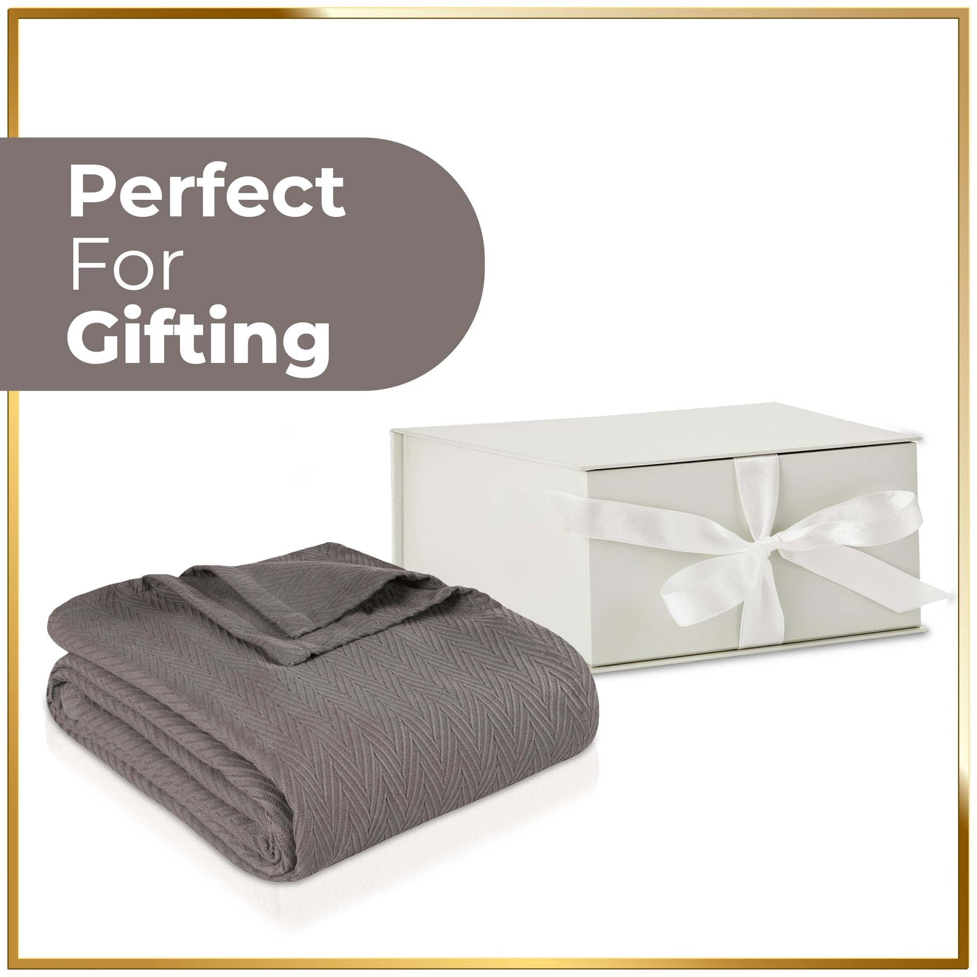 Chevron All-Season Cotton Blanket - Charcoal
