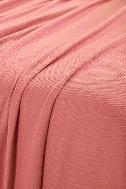 Chevron All-Season Cotton Blanket - Coral