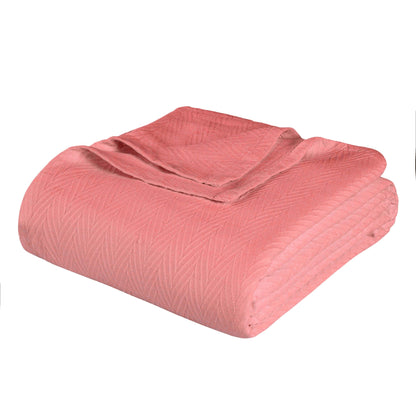 Chevron All-Season Cotton Blanket - Coral
