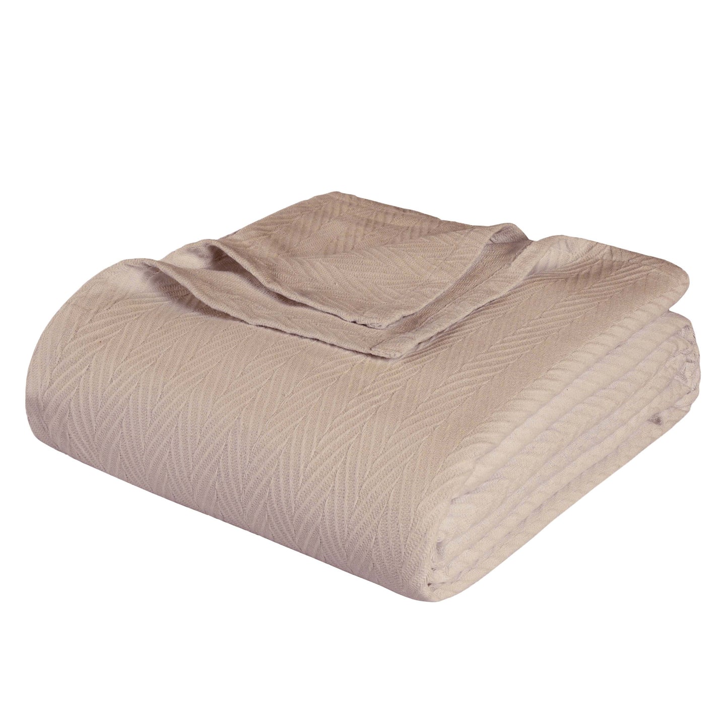 Chevron All-Season Cotton Blanket -Khaki