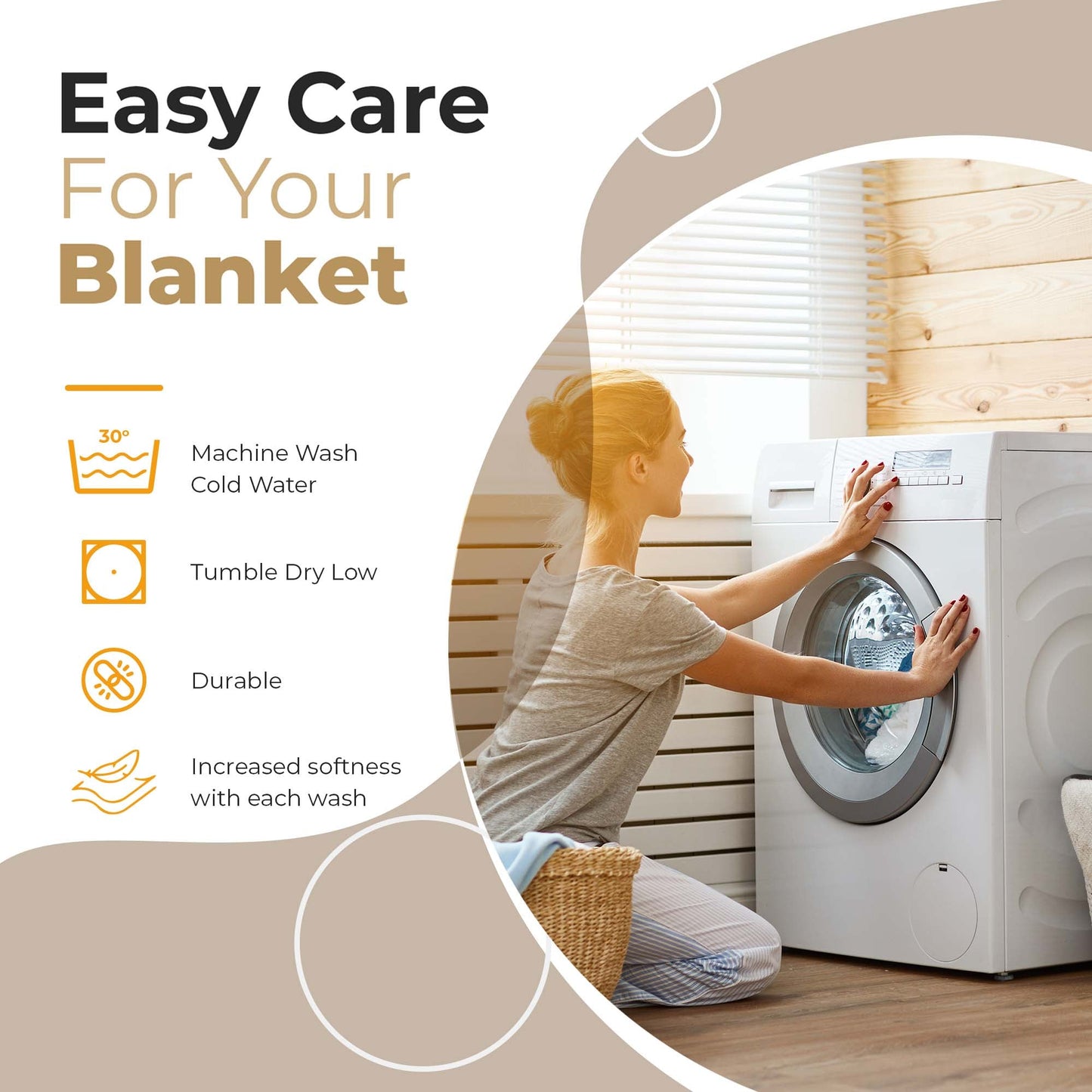 Chevron All-Season Cotton Blanket -Khaki