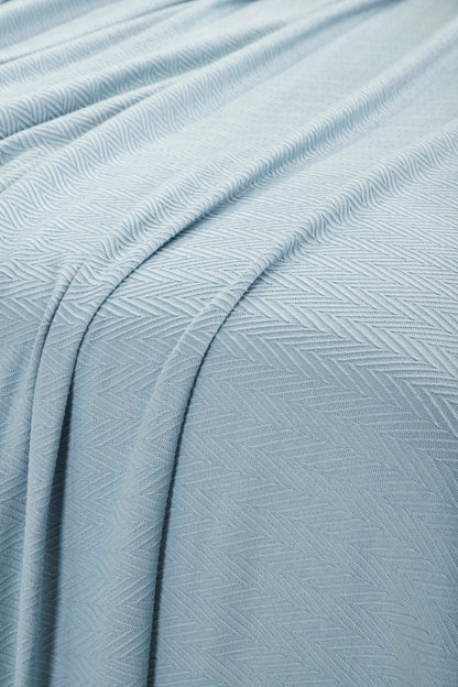 Chevron All-Season Cotton Blanket - Light Blue