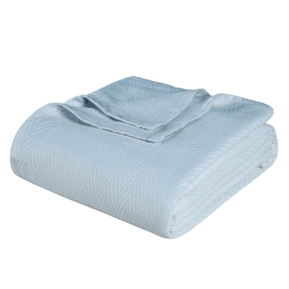 Chevron All-Season Cotton Blanket - Light Blue