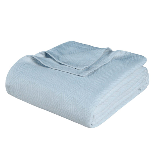 Chevron All-Season Cotton Blanket - Light Blue