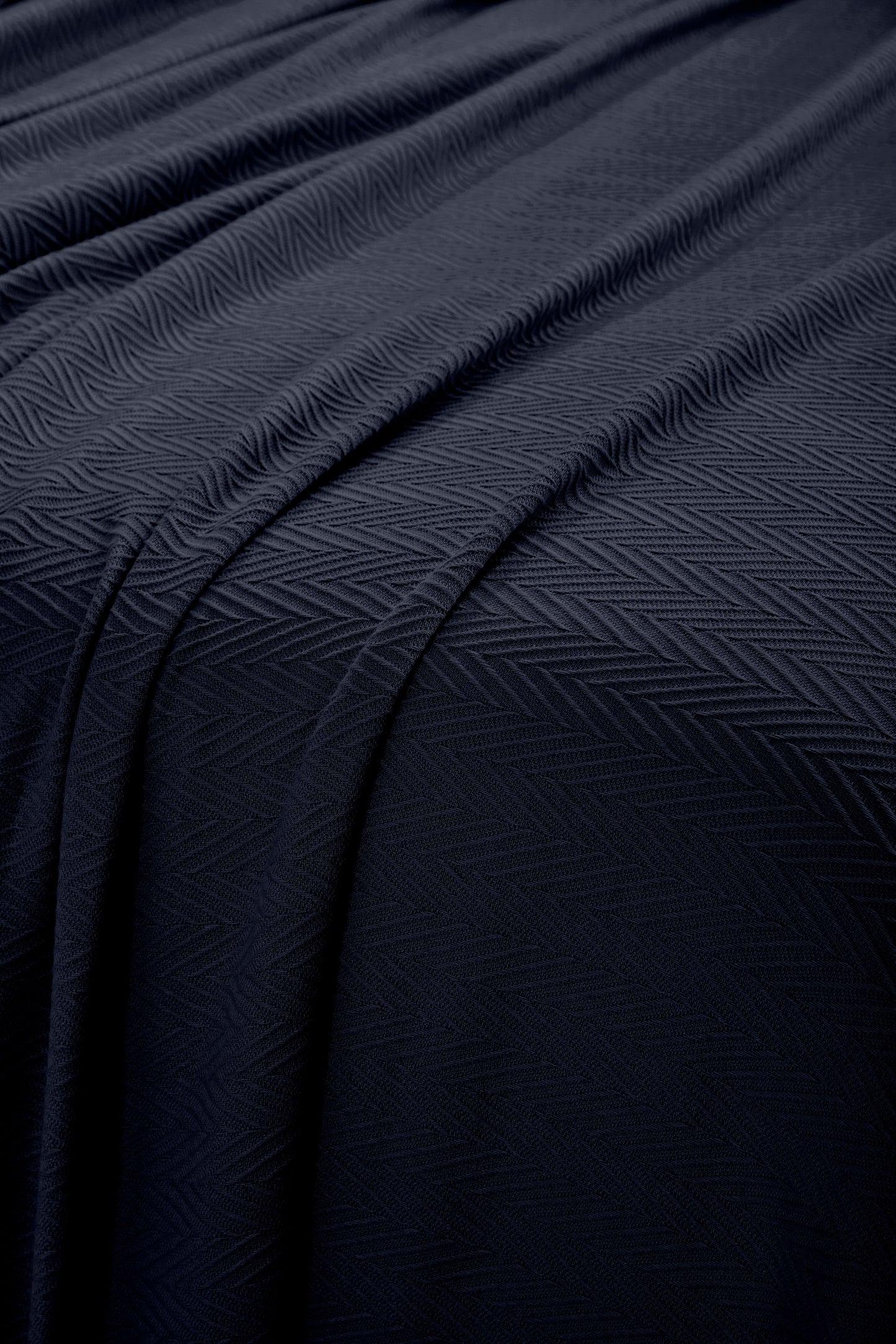 Chevron All-Season Cotton Blanket - Navy Blue