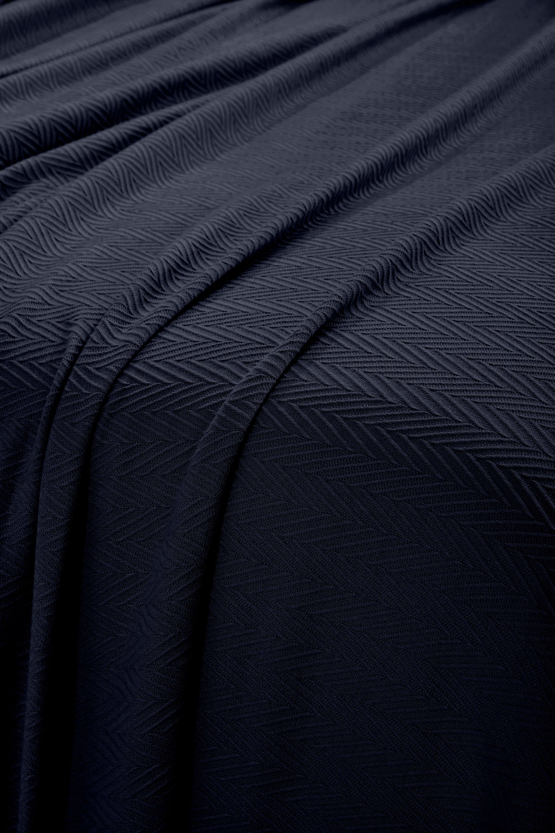 Chevron All-Season Cotton Blanket - Navy Blue