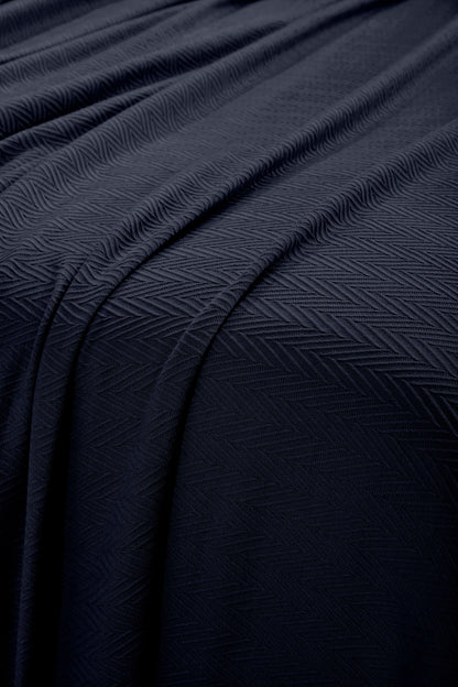 Chevron All-Season Cotton Blanket - Navy Blue