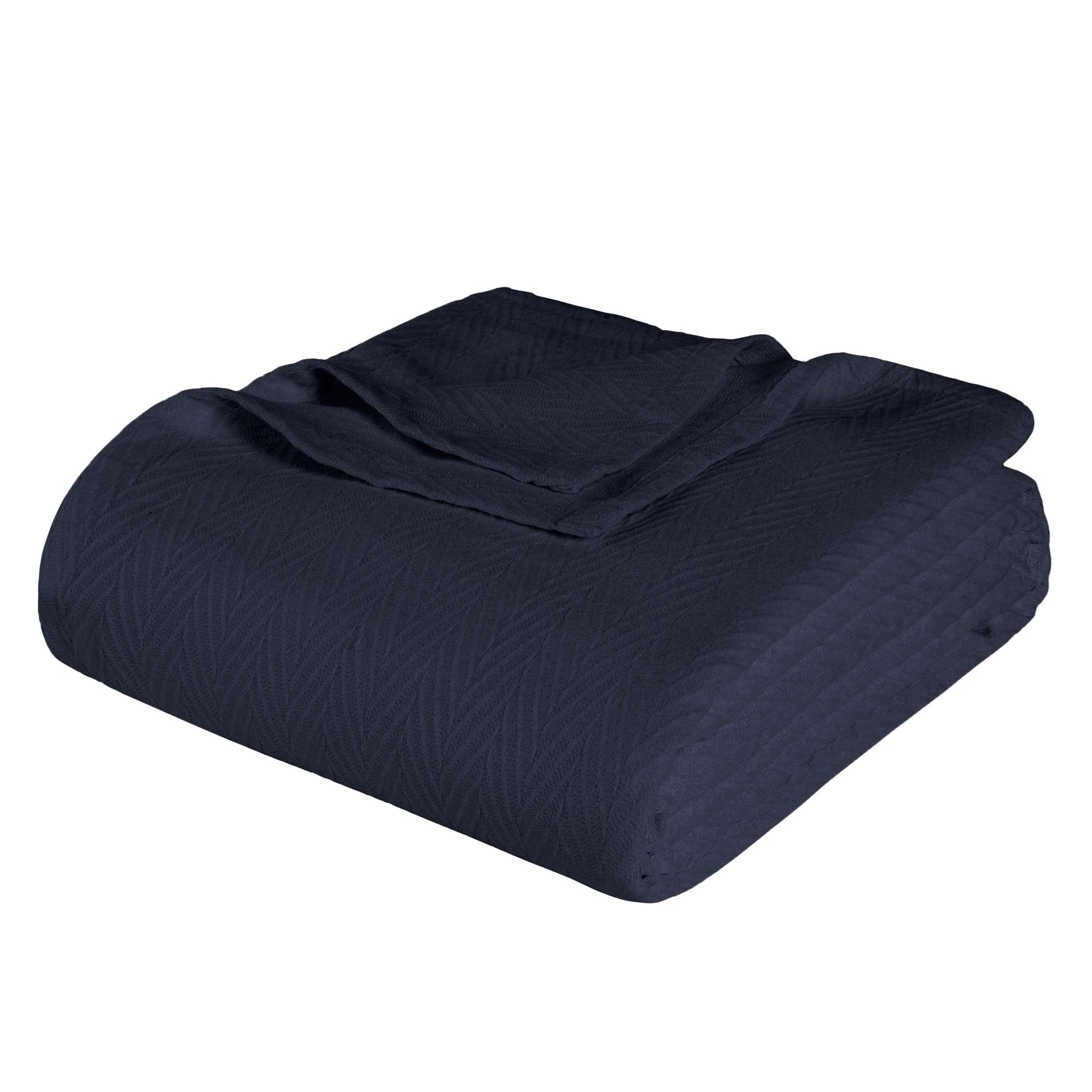 Chevron All-Season Cotton Blanket - Navy Blue