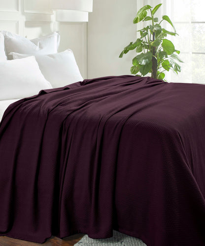 Chevron All-Season Cotton Blanket - Plum
