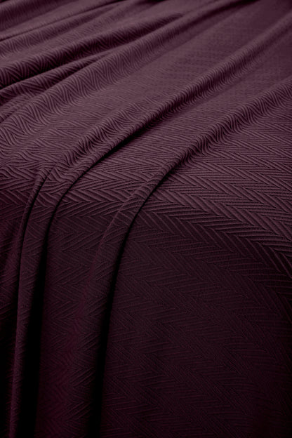 Chevron All-Season Cotton Blanket - Plum