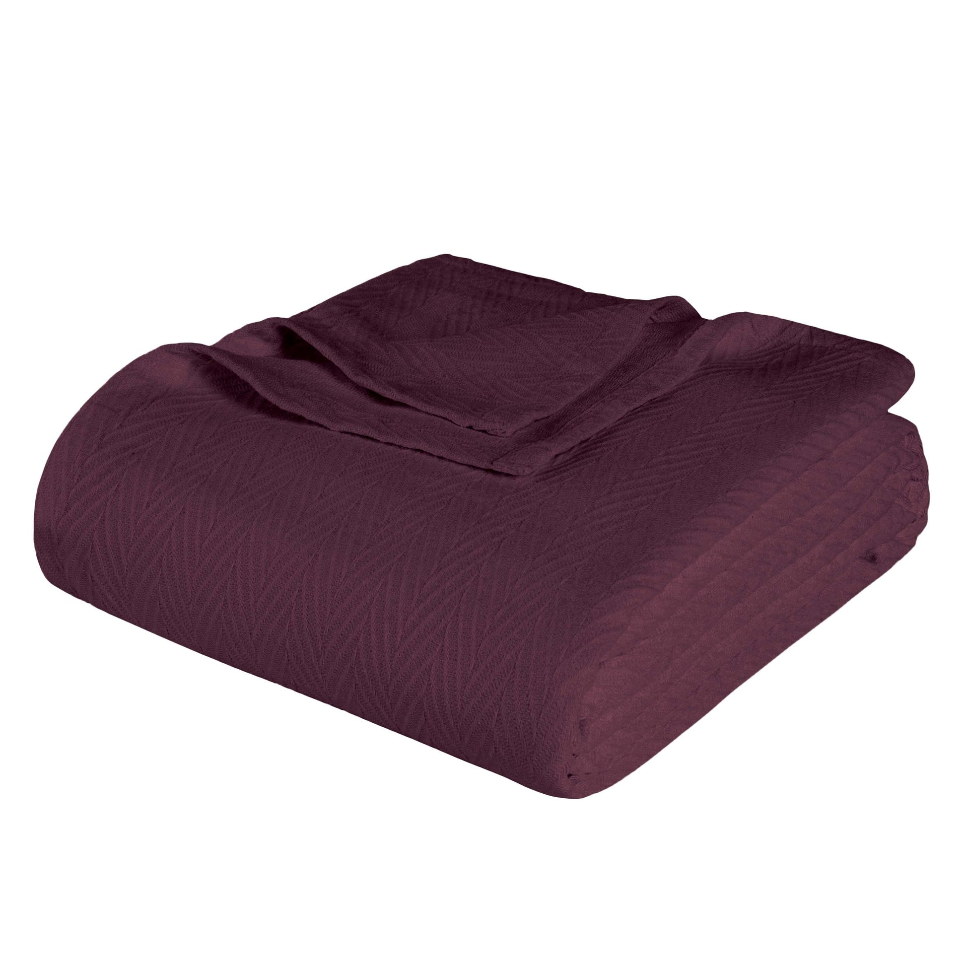 Chevron All-Season Cotton Blanket - Plum