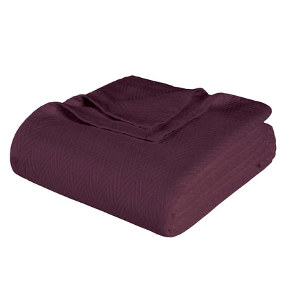 Chevron All-Season Cotton Blanket - Plum