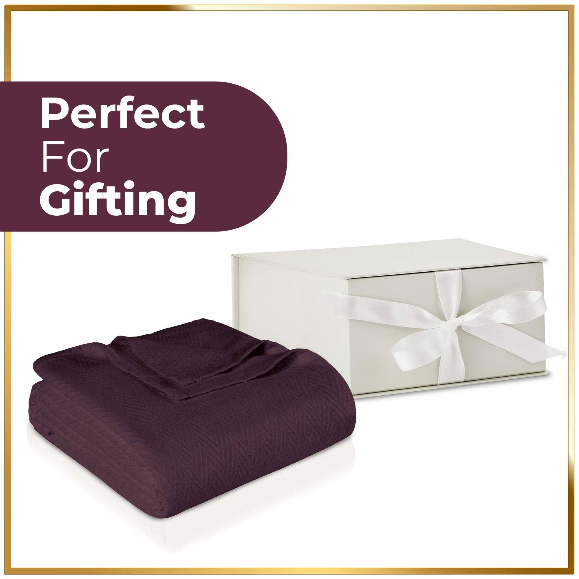 Chevron All-Season Cotton Blanket - Plum