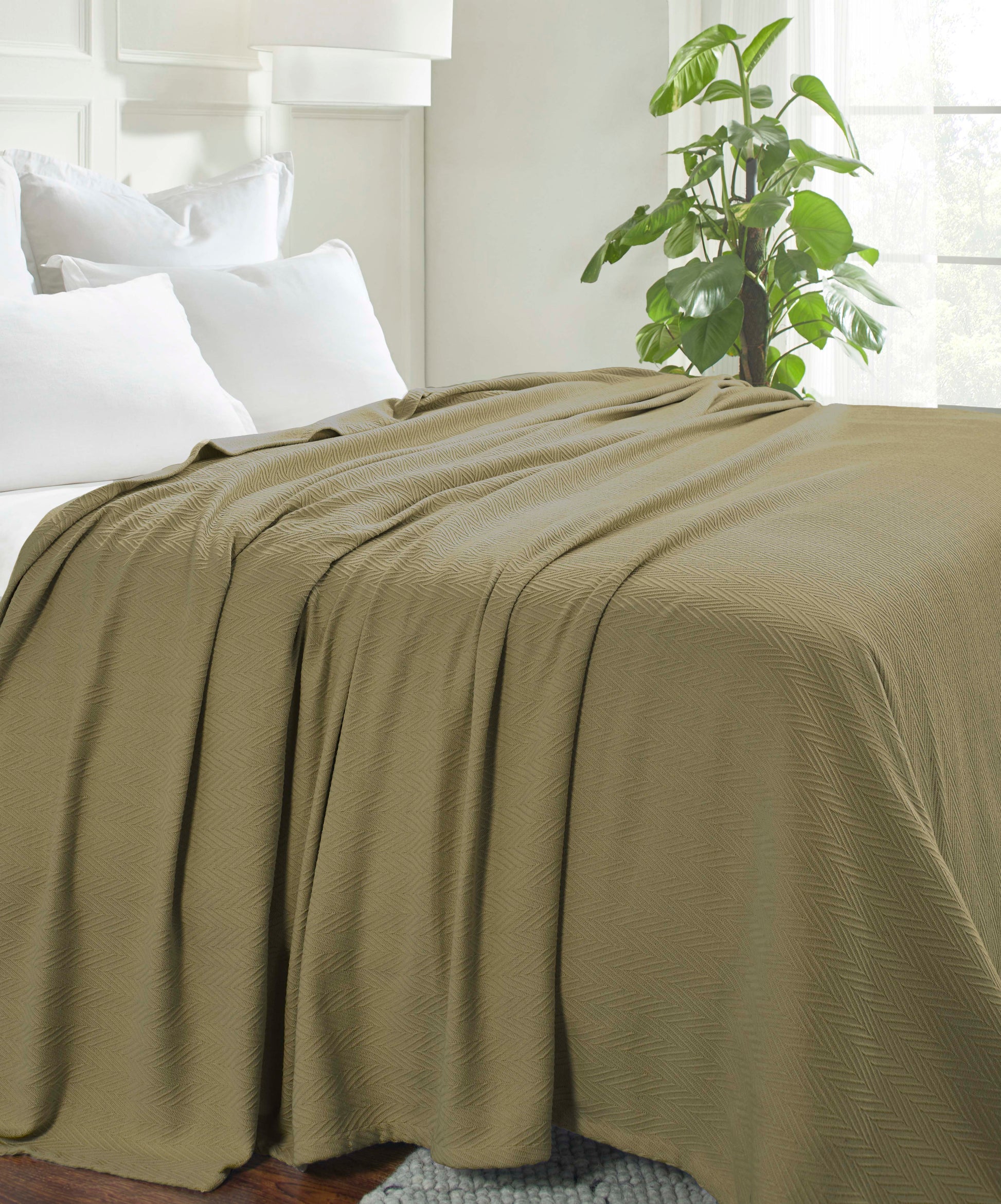 Chevron All-Season Cotton Blanket - Sage