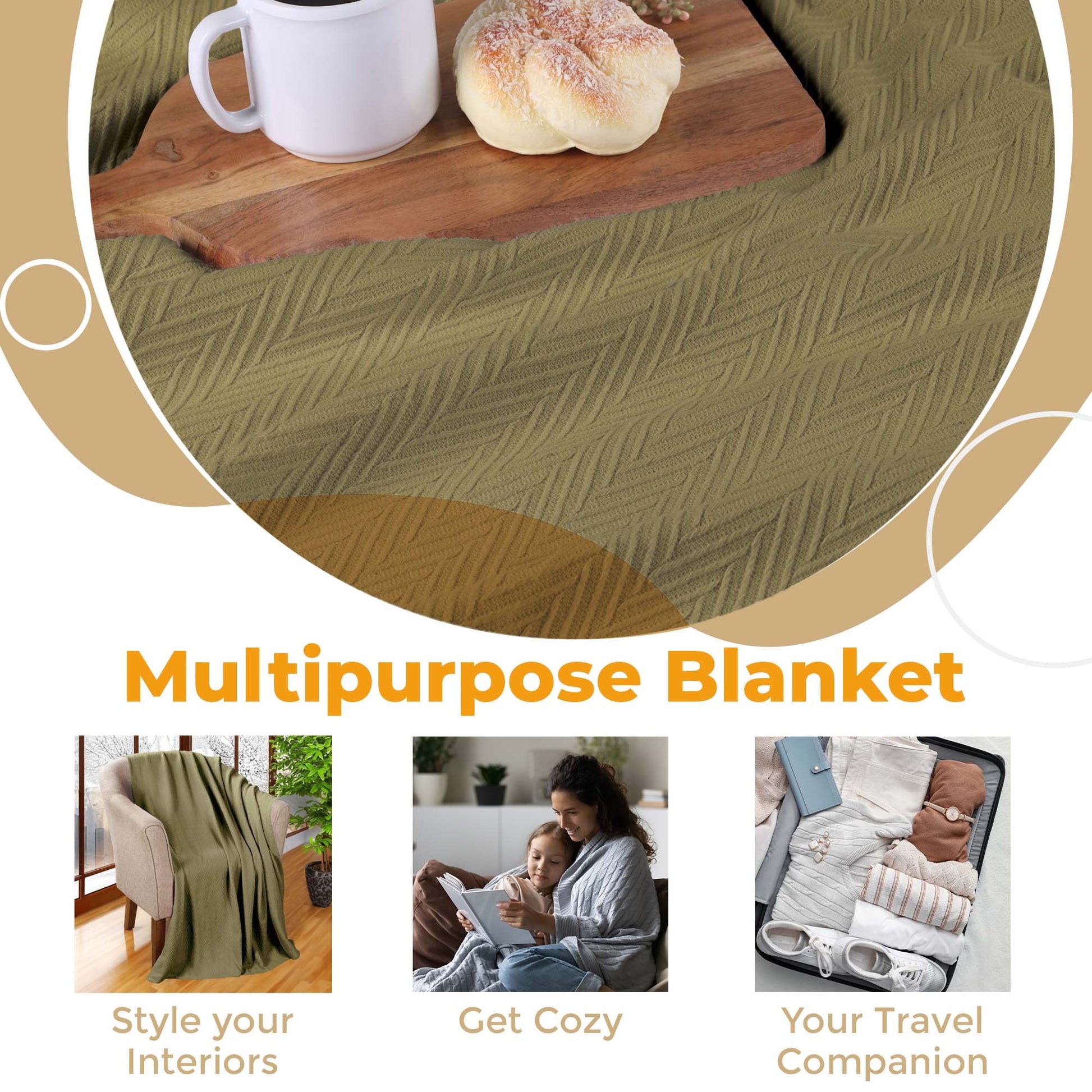Chevron All-Season Cotton Blanket - Sage