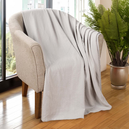 Chevron All-Season Cotton Blanket - SIlver