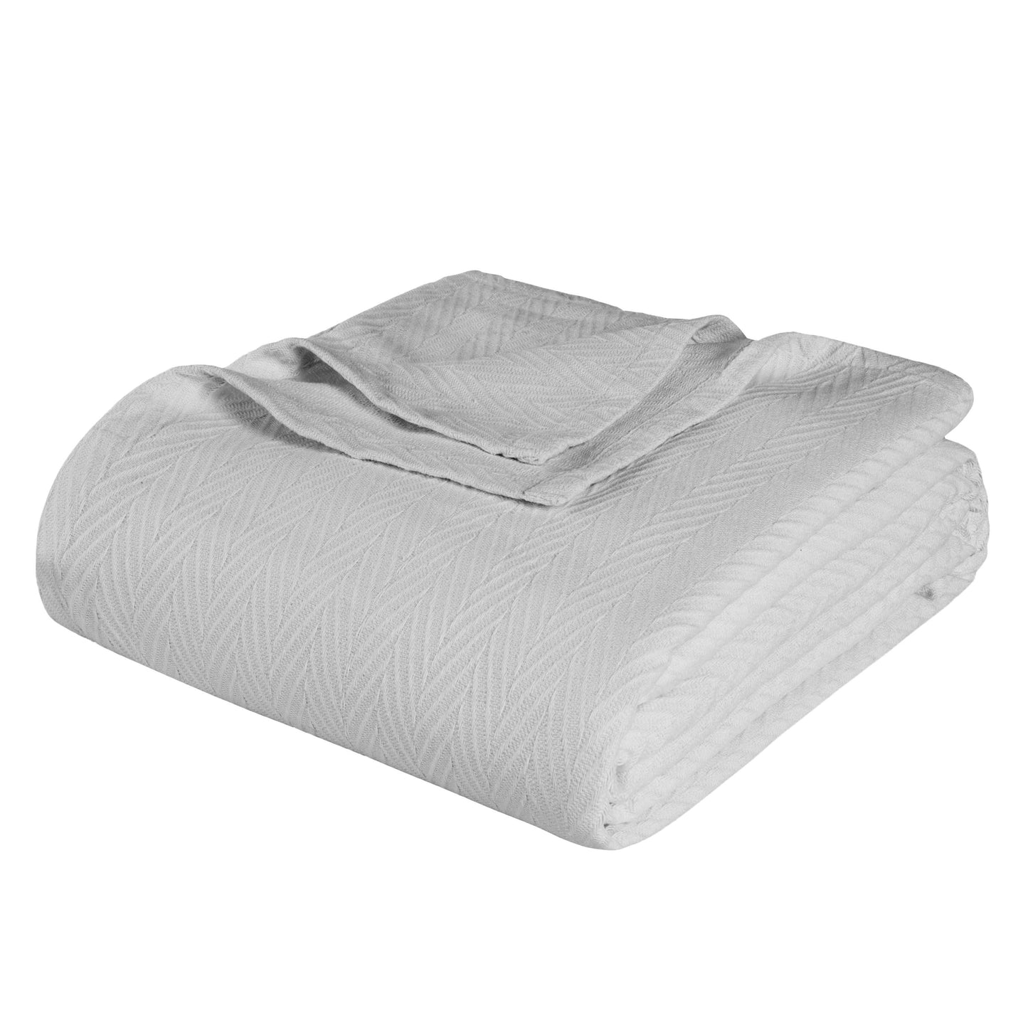 Chevron All-Season Cotton Blanket - SIlver