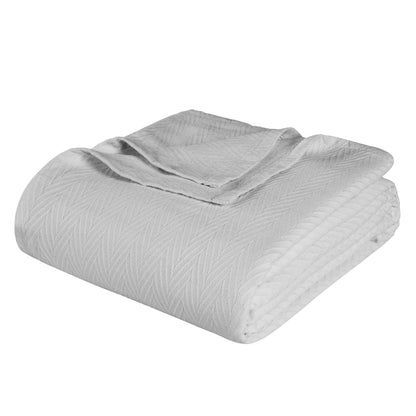 Chevron All-Season Cotton Blanket - SIlver
