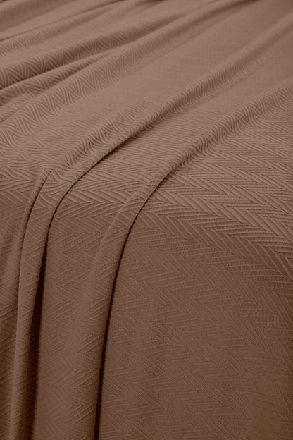 Chevron All-Season Cotton Blanket - Taupe