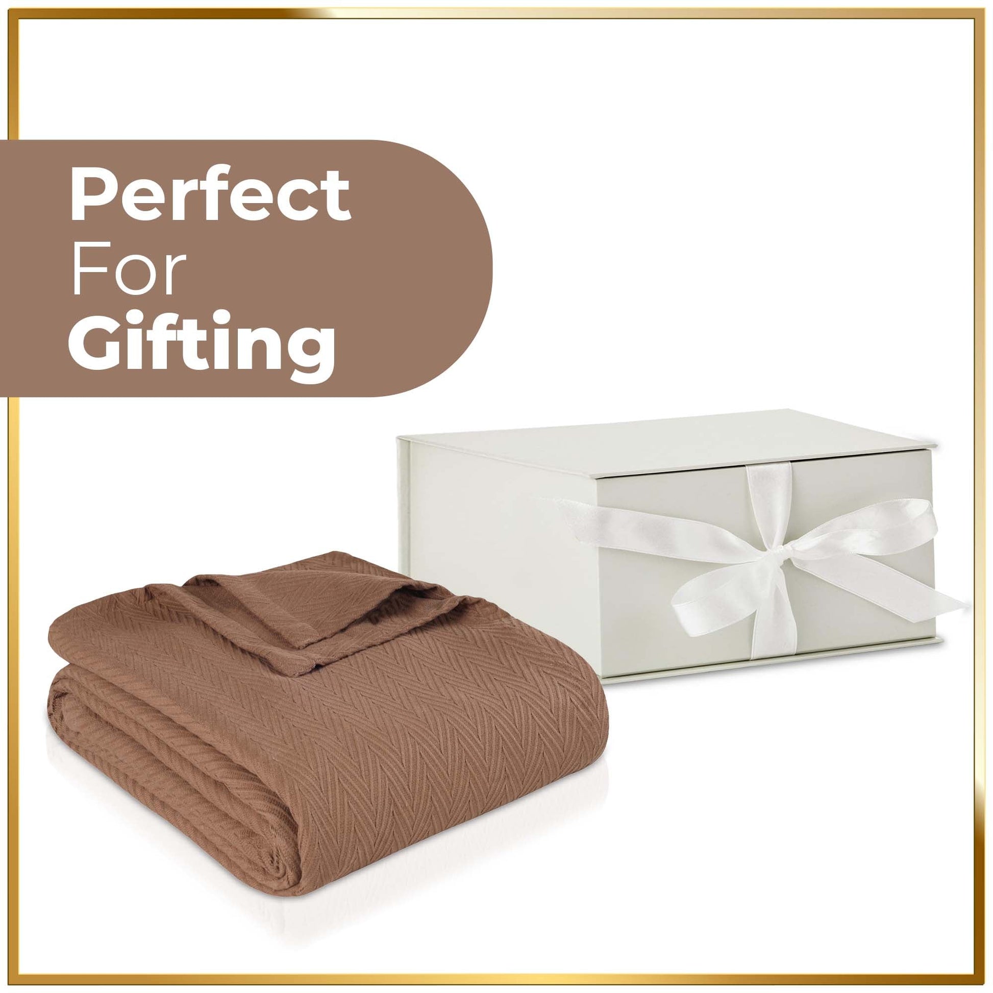 Chevron All-Season Cotton Blanket - Taupe