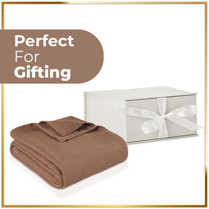 Chevron All-Season Cotton Blanket - Taupe