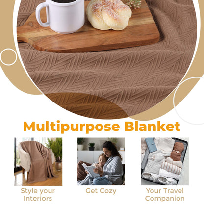 Chevron All-Season Cotton Blanket - Taupe