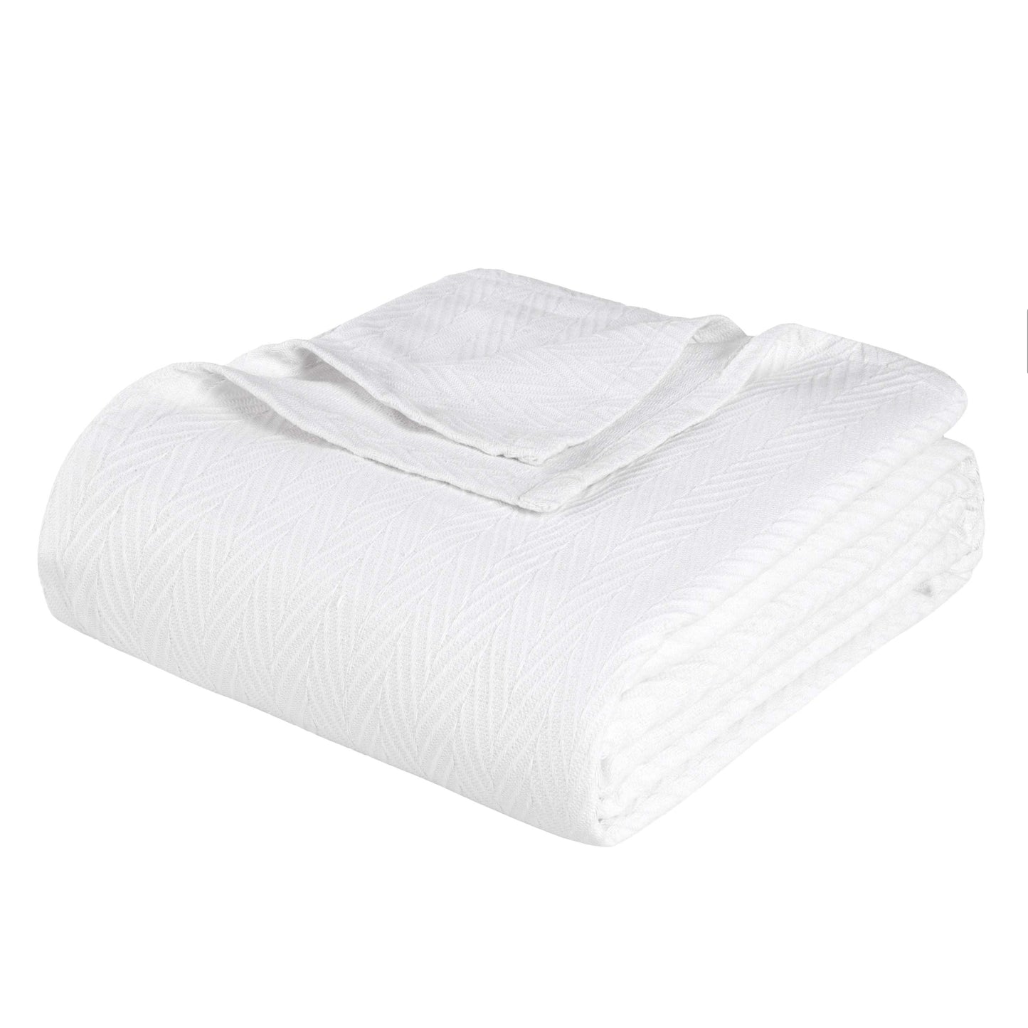 Chevron All-Season Cotton Blanket - White