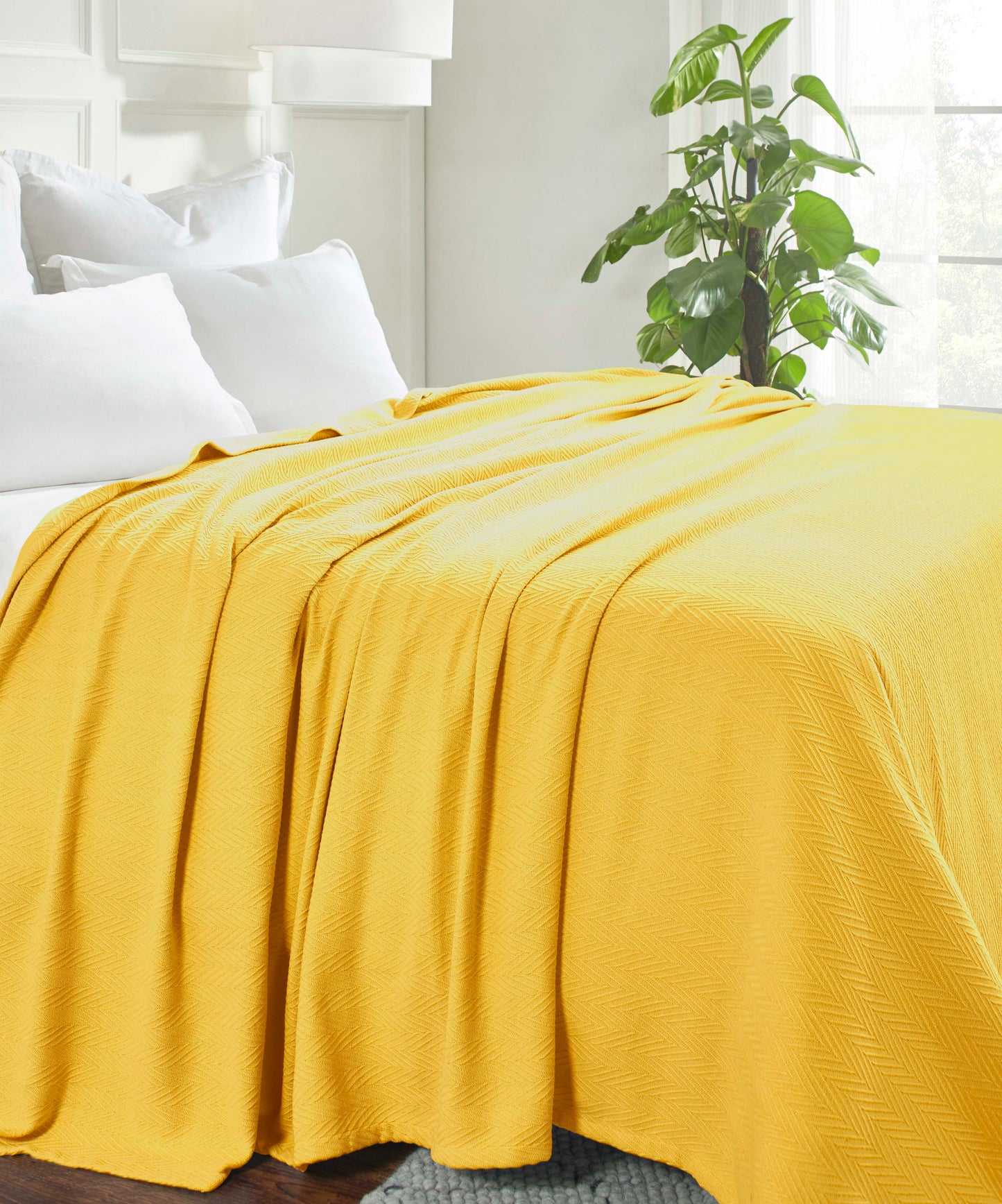 Chevron All-Season Cotton Blanket - Yellow