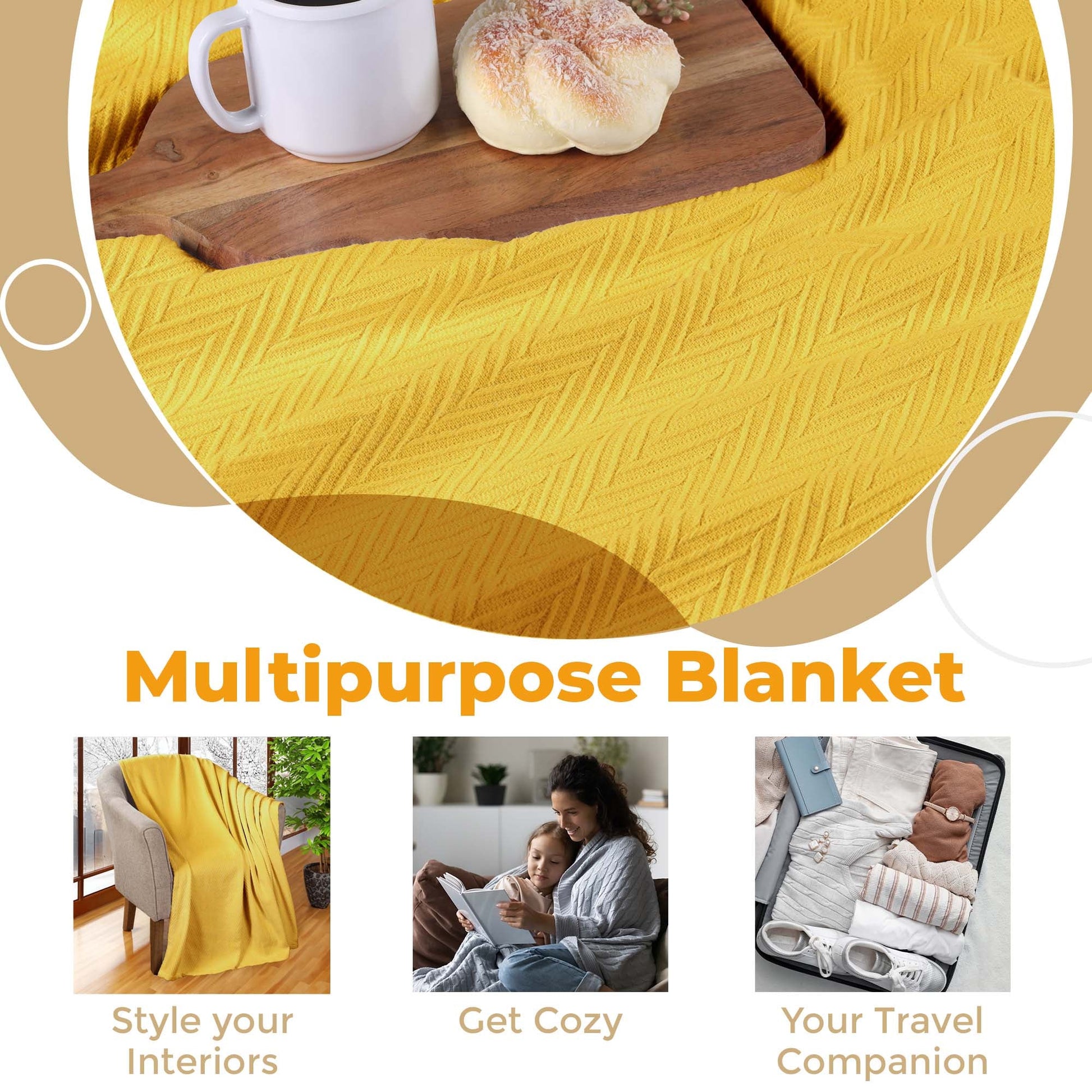 Chevron All-Season Cotton Blanket - Yellow
