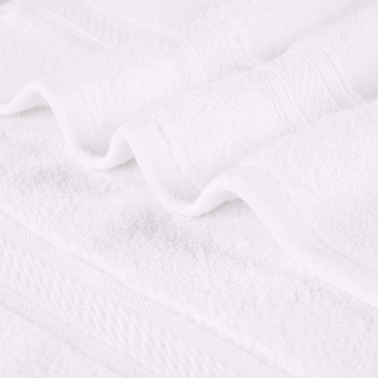 Chevron Zero Twist Cotton Solid and Jacquard Face Towel - White