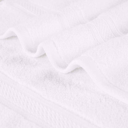 Chevron Zero Twist Cotton Solid and Jacquard Face Towel - White